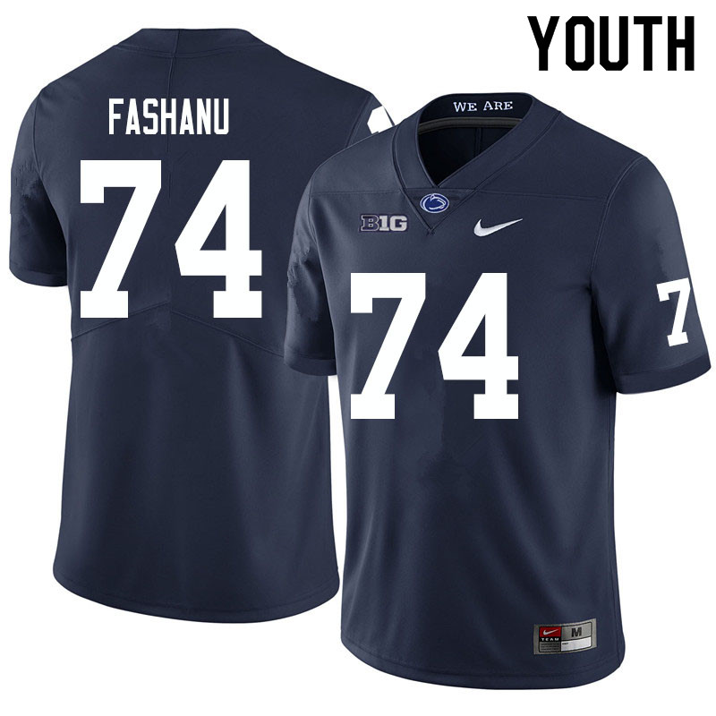 Youth #74 Olu Fashanu Penn State Nittany Lions College Football Jerseys Sale-Navy - Click Image to Close
